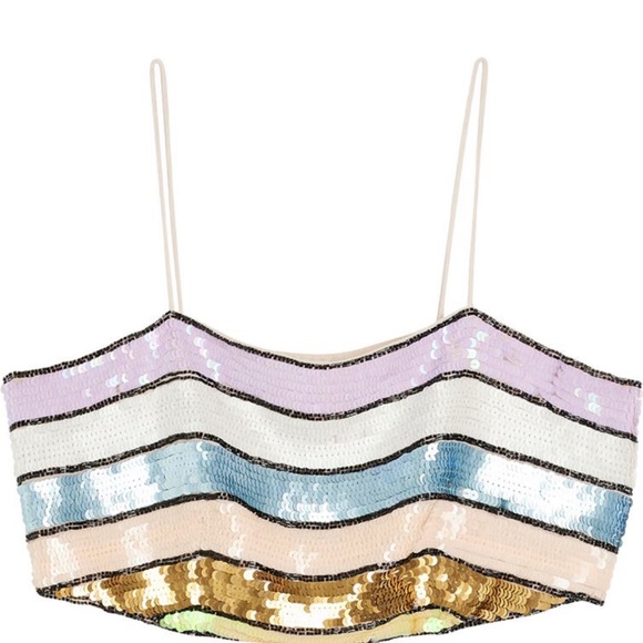 River Island Sequin Stripe Crop Top Eras Tour Costume Idea Taylor Swift - Picture 3 of 6